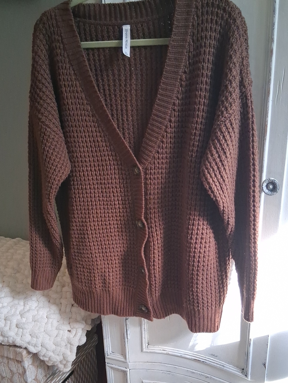 Zenana Outfitters Chunky Brown Button-Up Cardigan